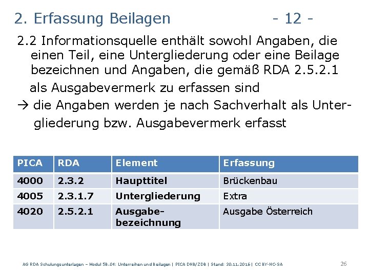 2. Erfassung Beilagen - 12 - 2. 2 Informationsquelle enthält sowohl Angaben, die einen