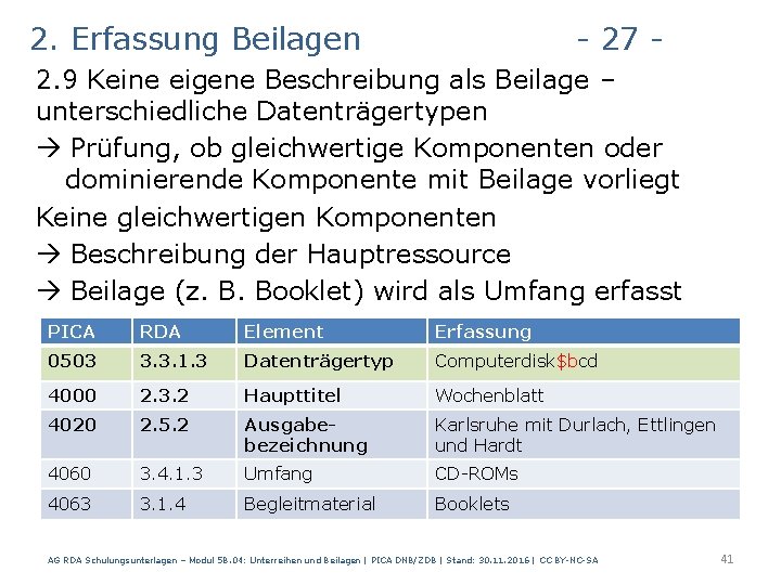2. Erfassung Beilagen - 27 - 2. 9 Keine eigene Beschreibung als Beilage –