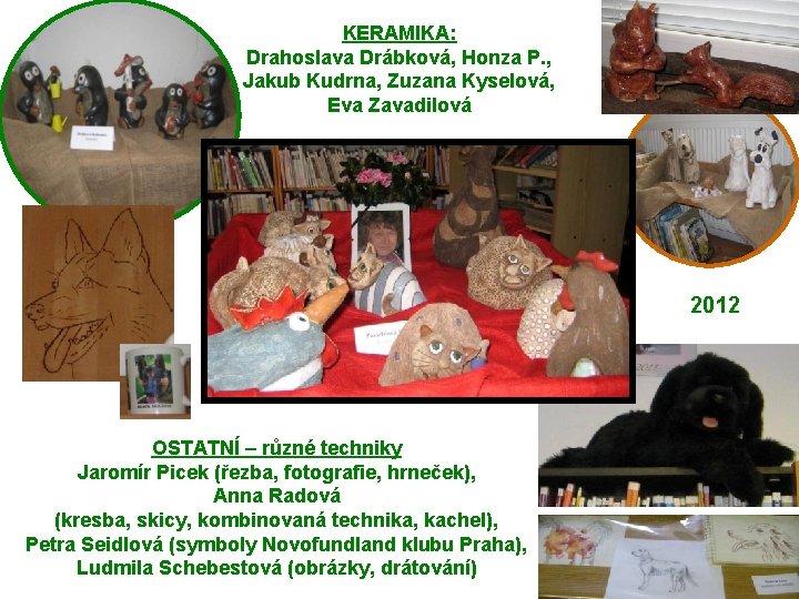 KERAMIKA: Drahoslava Drábková, Honza P. , Jakub Kudrna, Zuzana Kyselová, Eva Zavadilová 2012 OSTATNÍ