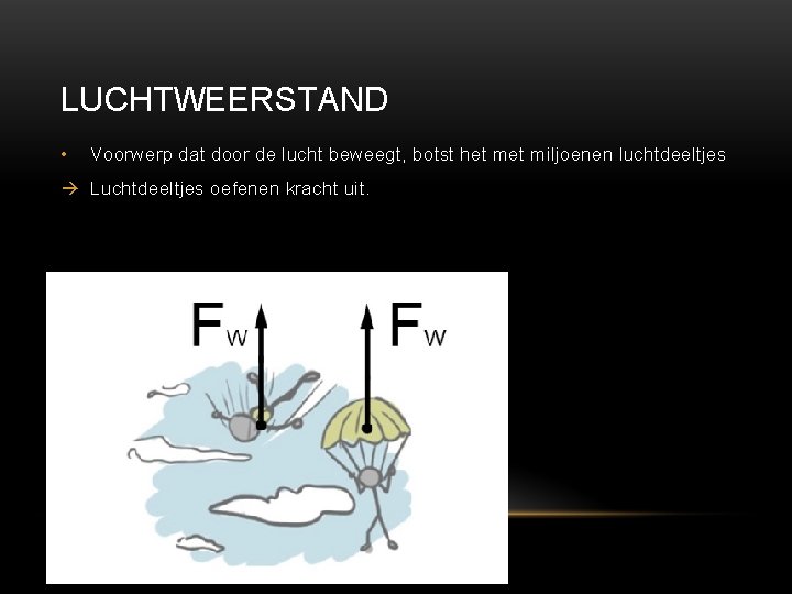 LUCHTWEERSTAND • Voorwerp dat door de lucht beweegt, botst het miljoenen luchtdeeltjes Luchtdeeltjes oefenen