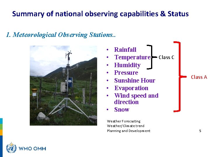 Summary of national observing capabilities & Status 1. Meteorological Observing Stations. . • •