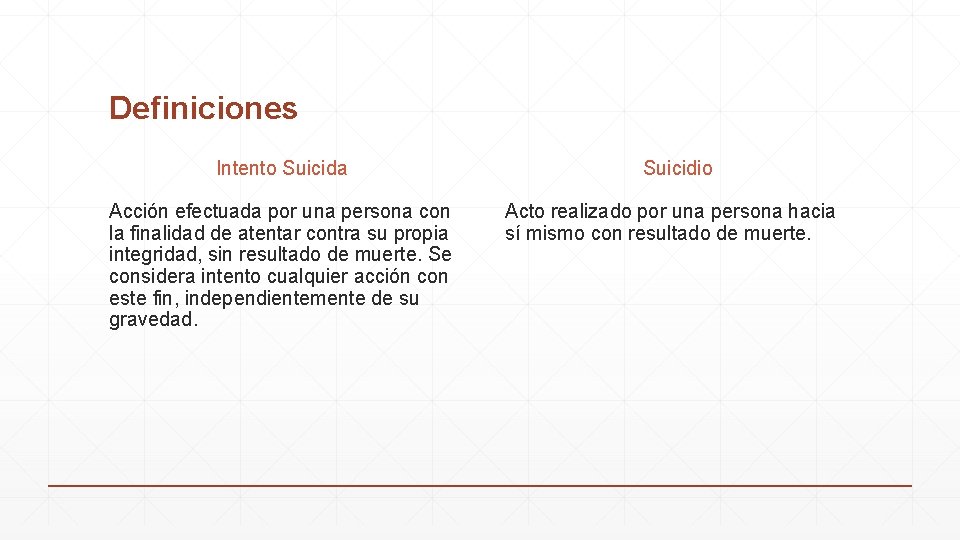 Definiciones Intento Suicida Suicidio Acción efectuada por una persona con la finalidad de atentar Definiciones Intento Suicida Suicidio Acción efectuada por una persona con la finalidad de atentar