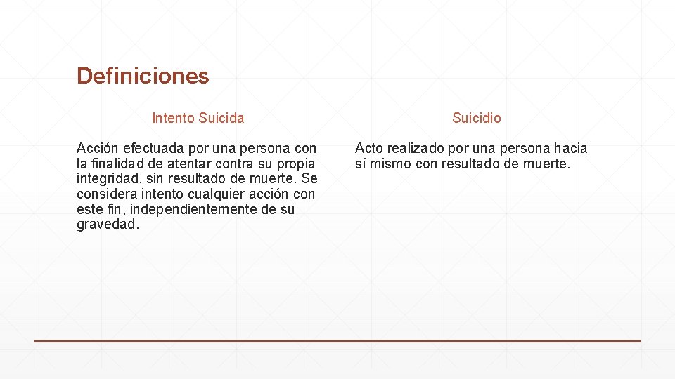 Definiciones Intento Suicida Suicidio Acción efectuada por una persona con la finalidad de atentar