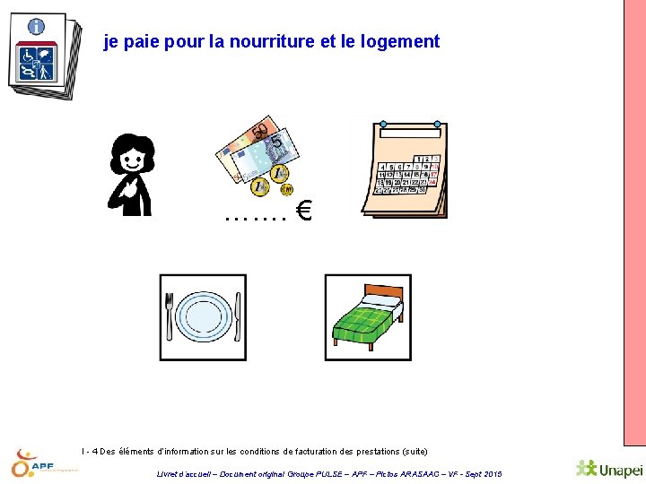 je paie pour la nourriture et le logement ……. € I - 4 Des