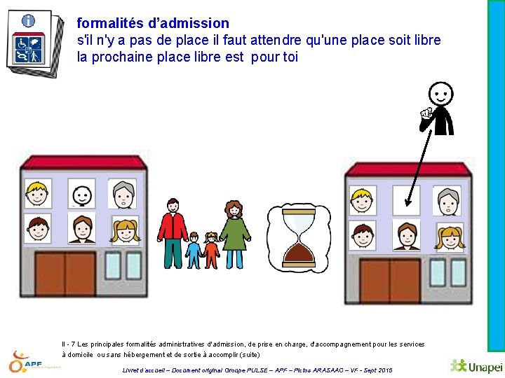 formalités d’admission s'il n'y a pas de place il faut attendre qu'une place soit