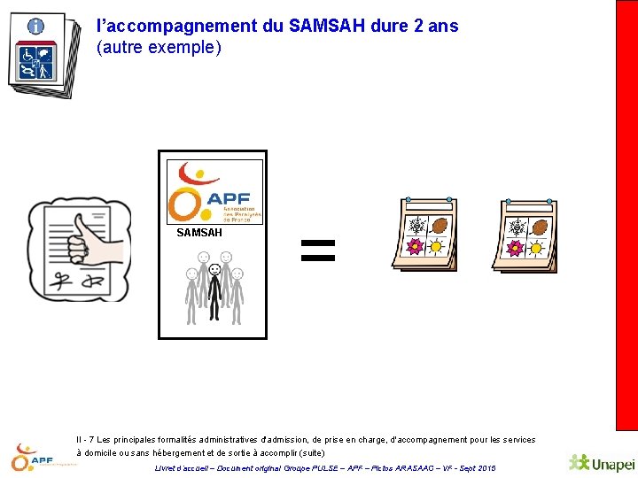 l’accompagnement du SAMSAH dure 2 ans (autre exemple) SAMSAH = II - 7 Les