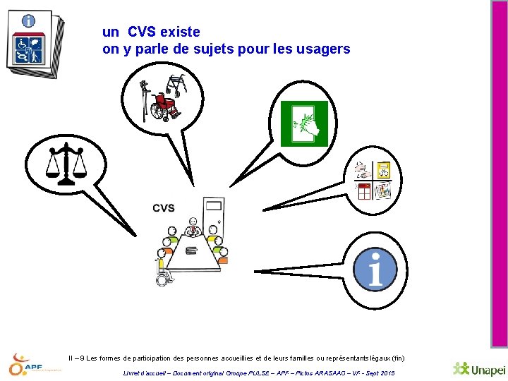 un CVS existe on y parle de sujets pour les usagers II – 9