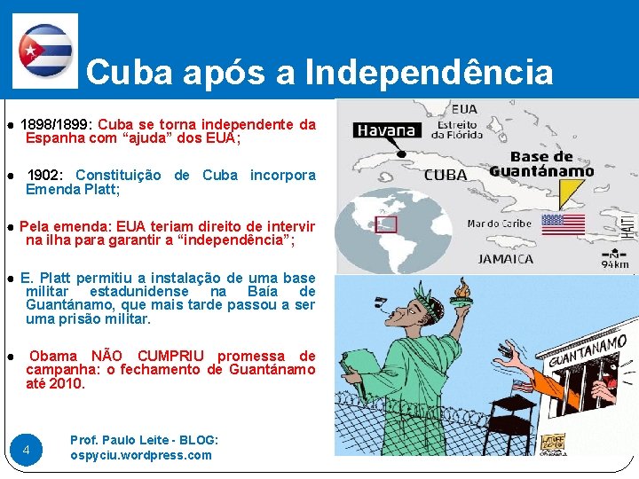 Cuba após a Independência ● 1898/1899: Cuba se torna independente da Espanha com “ajuda”