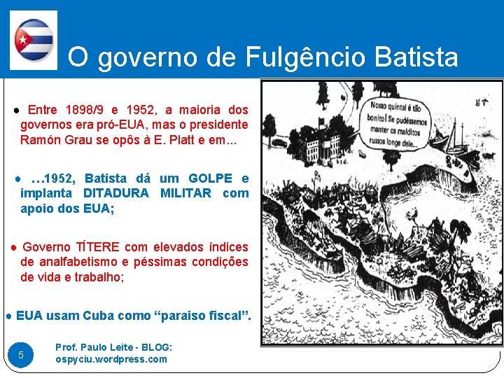 O governo de Fulgêncio Batista ● Entre 1898/9 e 1952, a maioria dos governos