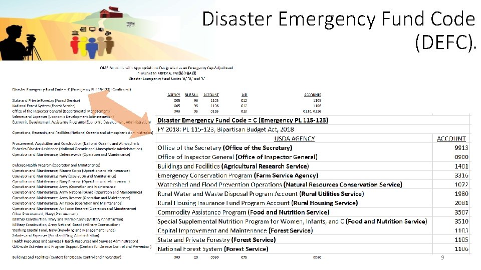 Disaster Emergency Fund Code (DEFC) e 9 