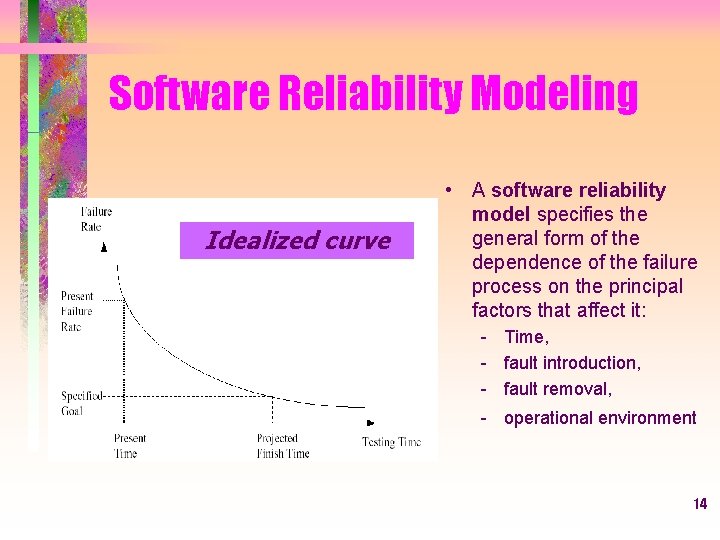 Software Reliability Modeling Idealized curve • A software reliability model specifies the general form