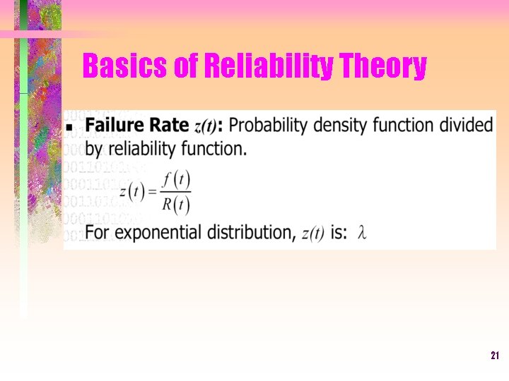 Basics of Reliability Theory 21 