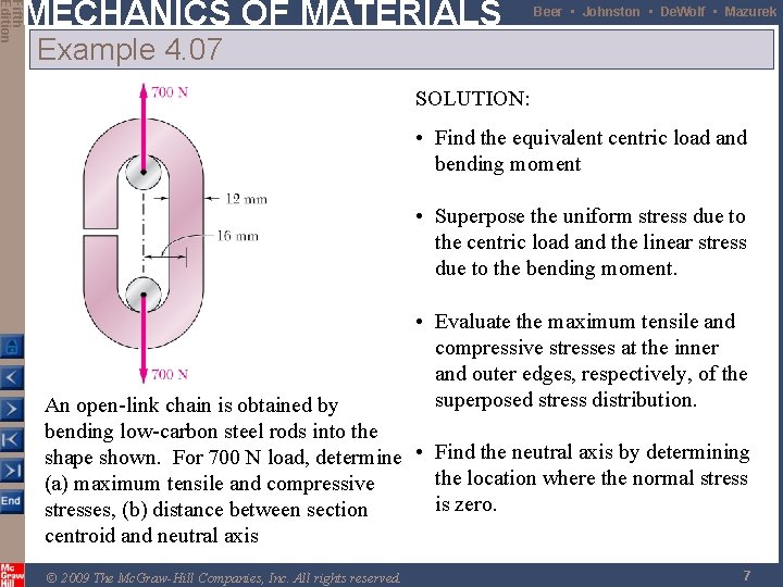 Fifth Edition MECHANICS OF MATERIALS Beer • Johnston • De. Wolf • Mazurek Example