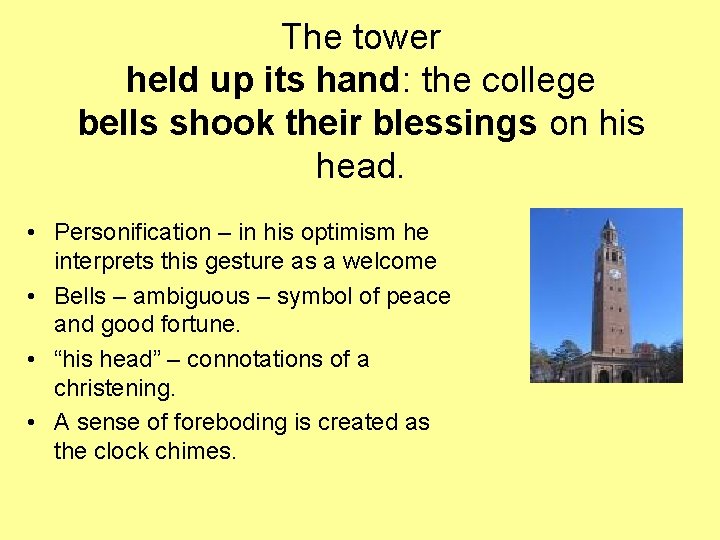 The tower held up its hand: the college bells shook their blessings on his The tower held up its hand: the college bells shook their blessings on his