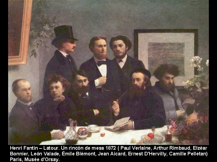 Henri Fantin – Latour. Un rincón de mesa 1872 ( Paul Verlaine, Arthur Rimbaud,