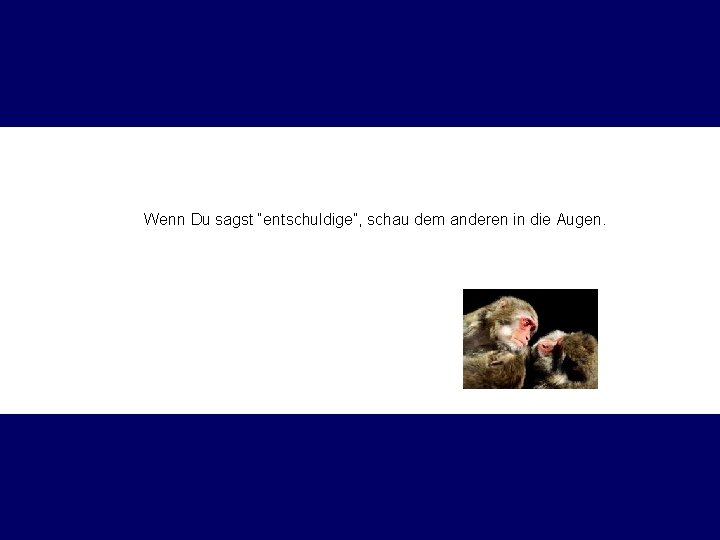 Wenn Du sagst “entschuldige”, schau dem anderen in die Augen. 
