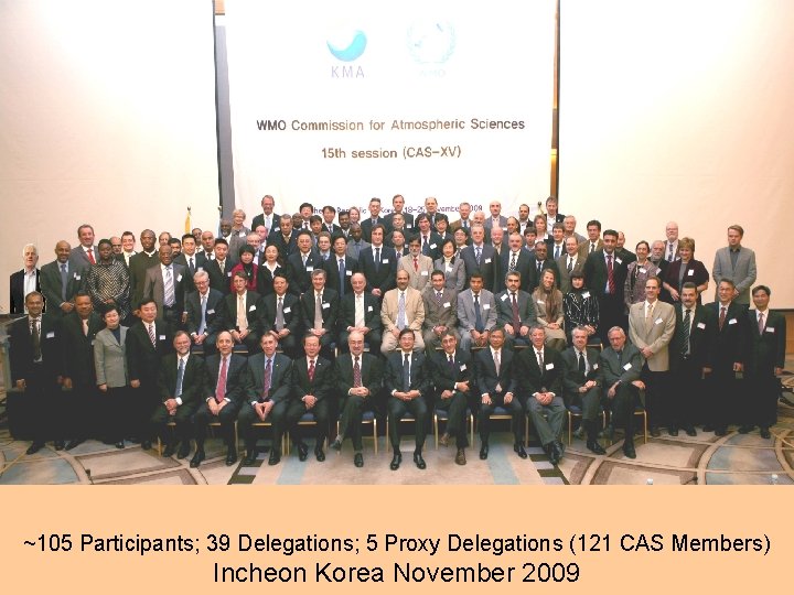 ~105 Participants; 39 Delegations; 5 Proxy Delegations (121 CAS Members) Incheon Korea November 2009