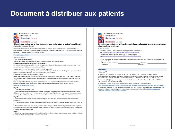 Document à distribuer aux patients 