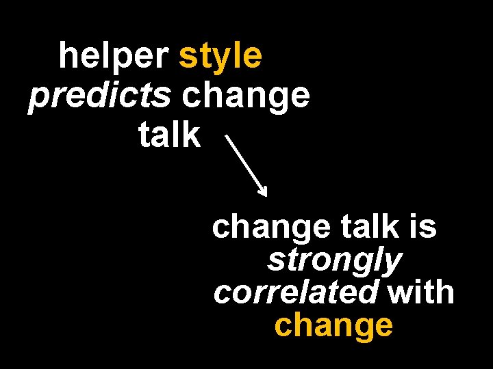 helper style predicts change talk is strongly correlated with change 