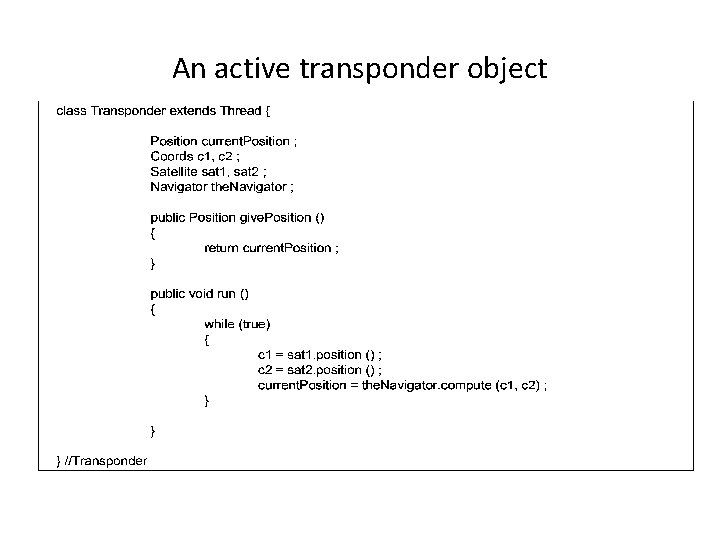 An active transponder object 