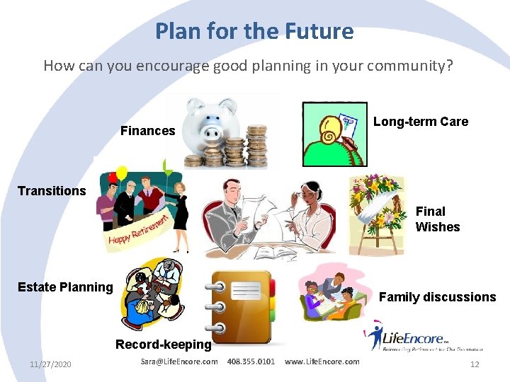 Plan for the Future How can you encourage good planning in your community? Long-term