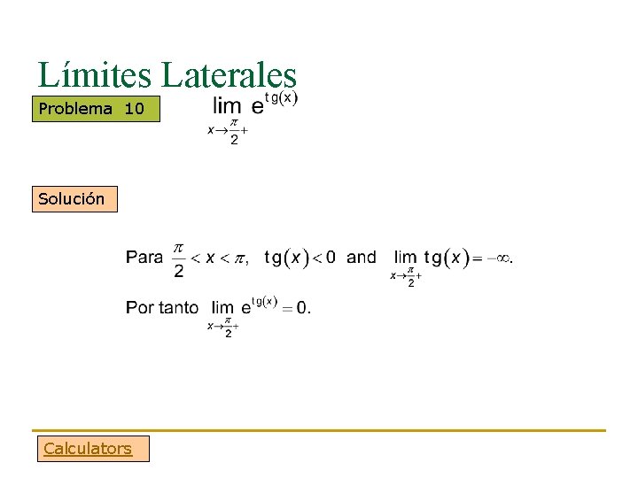 Límites Laterales Problema 10 Solución Calculators 