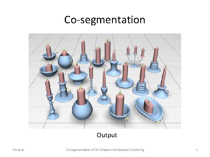 Co-segmentation Output Hu et al. Co-Segmentation of 3 D Shapes via Subspace Clustering 3