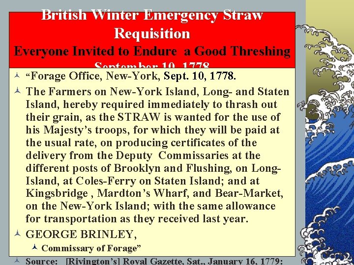 British Winter Emergency Straw Requisition Everyone Invited to Endure a Good Threshing September 10,