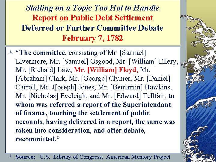 Stalling on a Topic Too Hot to Handle Report on Public Debt Settlement Deferred