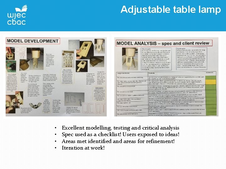 Adjustable lamp • • Excellent modelling, testing and critical analysis Spec used as a