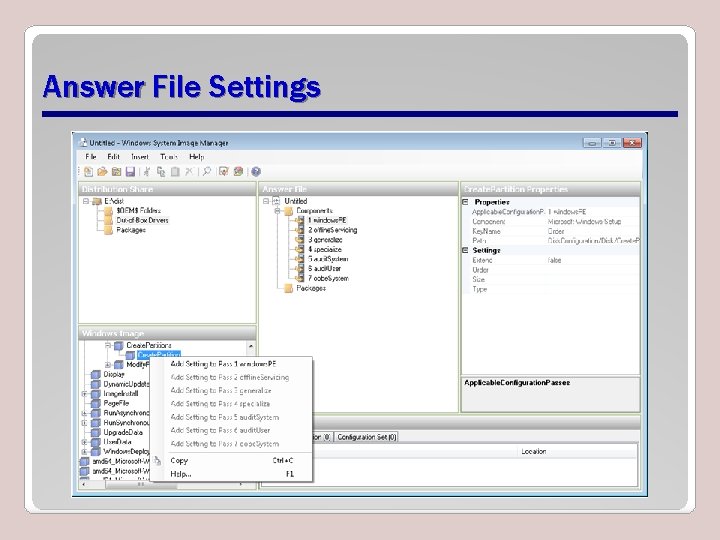 Answer File Settings 