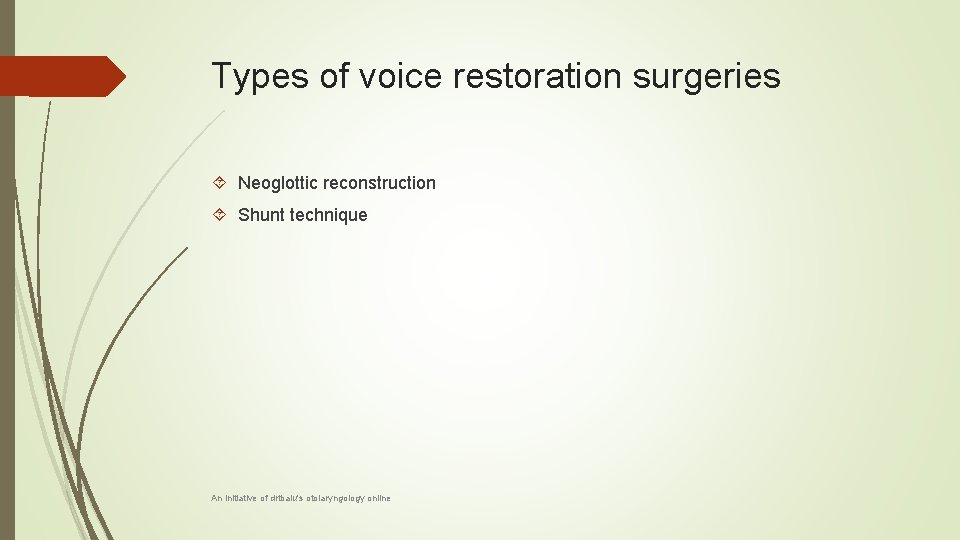 Types of voice restoration surgeries Neoglottic reconstruction Shunt technique An initiative of drtbalu's otolaryngology