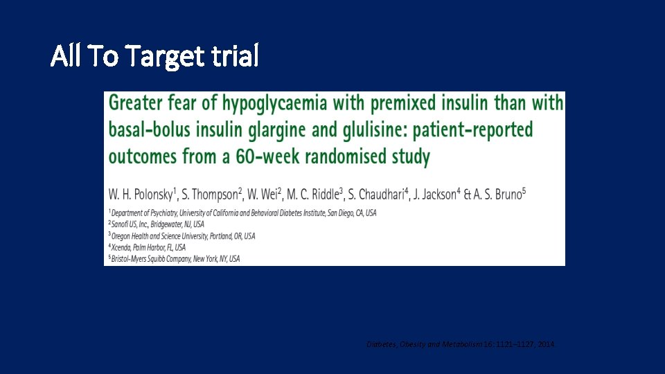 All To Target trial Diabetes, Obesity and Metabolism 16: 1121– 1127, 2014. 