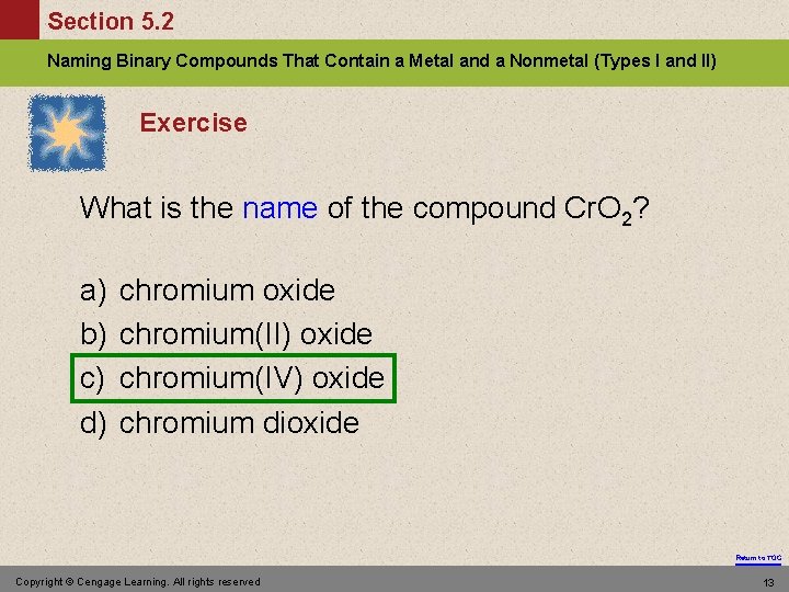 Section 5. 2 Naming Binary Compounds That Contain a Metal and a Nonmetal (Types