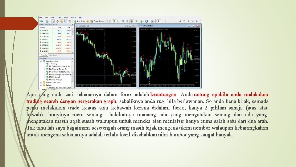 Apa yang anda cari sebenarnya dalam forex adalah keuntungan. Anda untung apabila anda melakukan