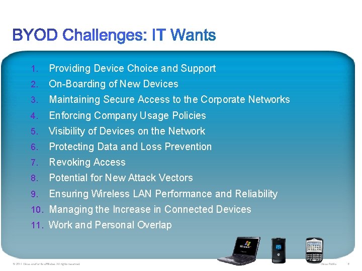 1. Providing Device Choice and Support 2. On-Boarding of New Devices 3. Maintaining Secure