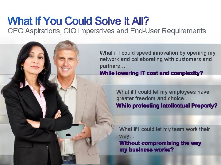 CEO Aspirations, CIO Imperatives and End-User Requirements What if I could speed innovation by