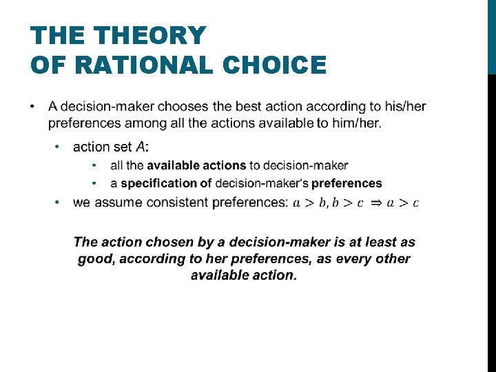 THE THEORY OF RATIONAL CHOICE 