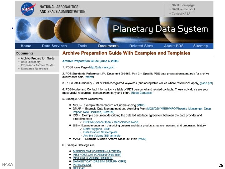 NASA TE Best Data Management Practices, May 2, 2013 26 