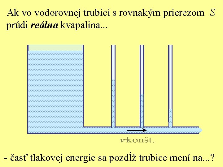 Ak vo vodorovnej trubici s rovnakým prierezom S prúdi reálna kvapalina. . . -