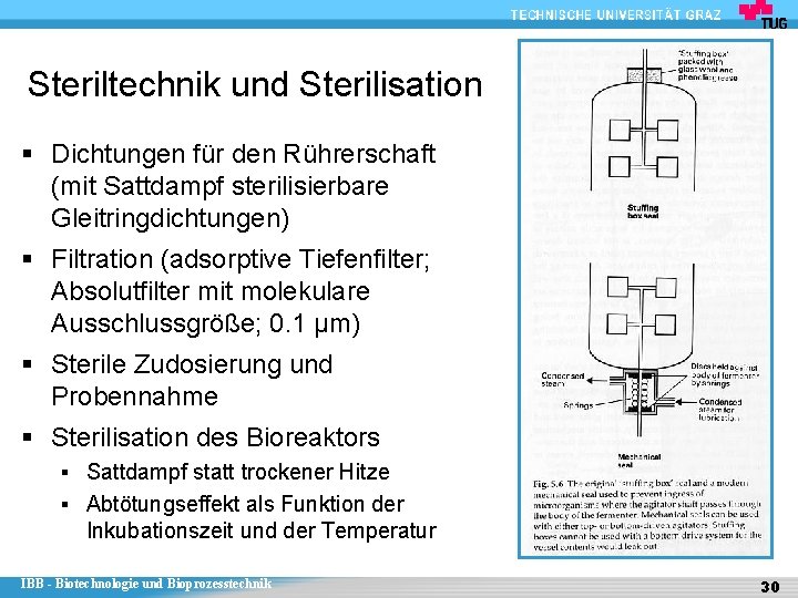 Steriltechnik und Sterilisation § Dichtungen für den Rührerschaft (mit Sattdampf sterilisierbare Gleitringdichtungen) § Filtration