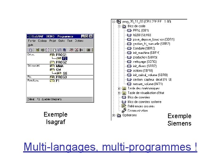 Exemple Isagraf Exemple Siemens Multi-langages, multi-programmes ! Exemple Isagraf Exemple Siemens Multi-langages, multi-programmes !