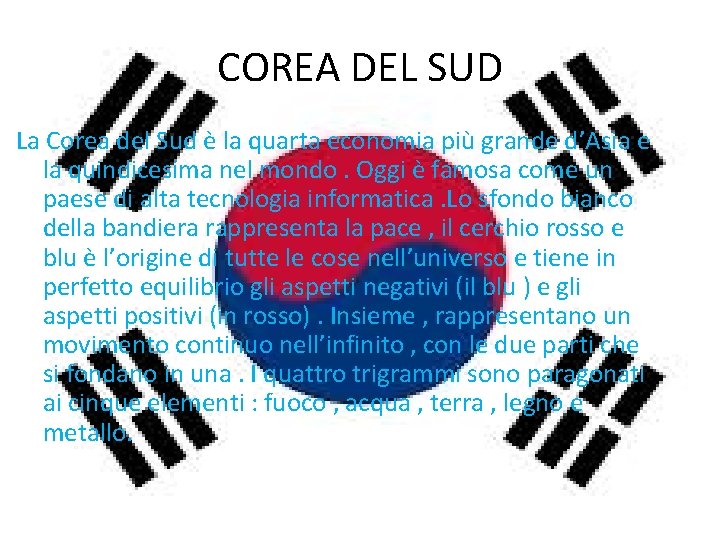 COREA DEL SUD La Corea del Sud è la quarta economia più grande d’Asia