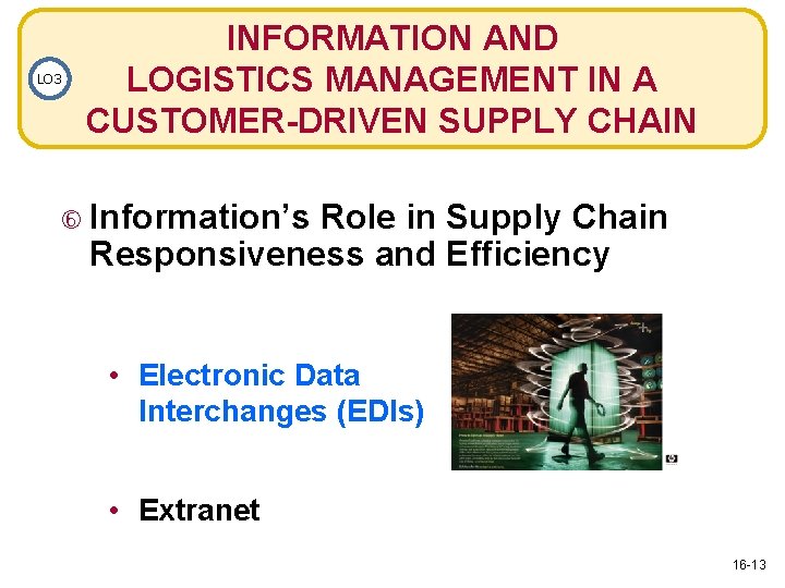 LO 3 INFORMATION AND LOGISTICS MANAGEMENT IN A CUSTOMER-DRIVEN SUPPLY CHAIN Information’s Role in