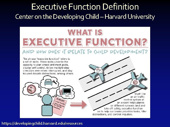 Executive Function Definition Center on the Developing Child – Harvard University https: //developingchild. harvard.