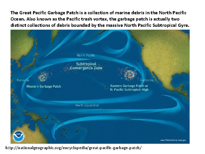 The Great Pacific Garbage Patch is a collection of marine debris in the North