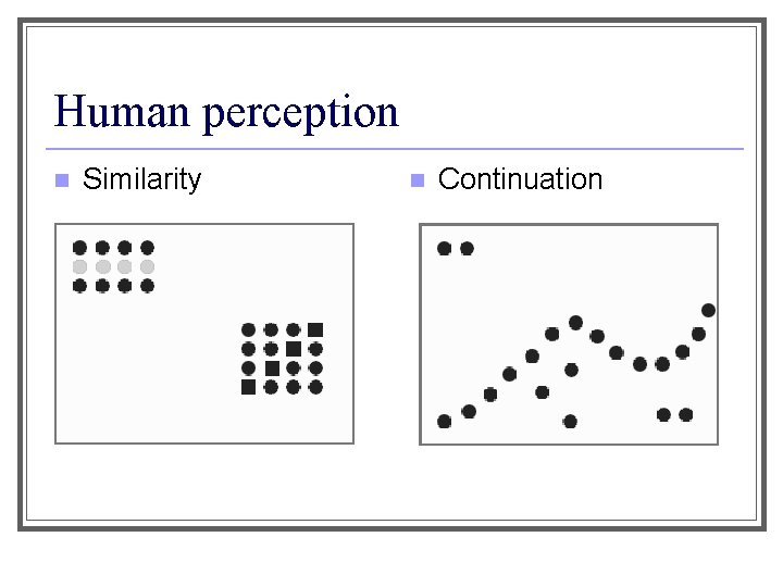 Human perception n Similarity n Continuation 