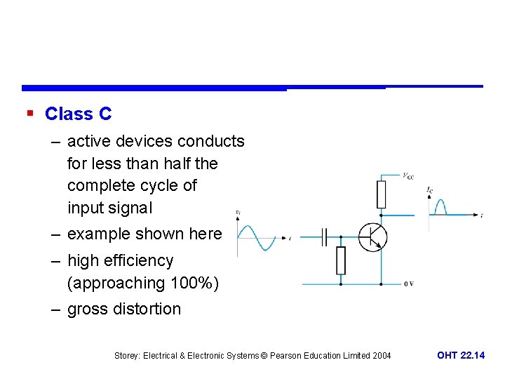 § Class C – active devices conducts for less than half the complete cycle