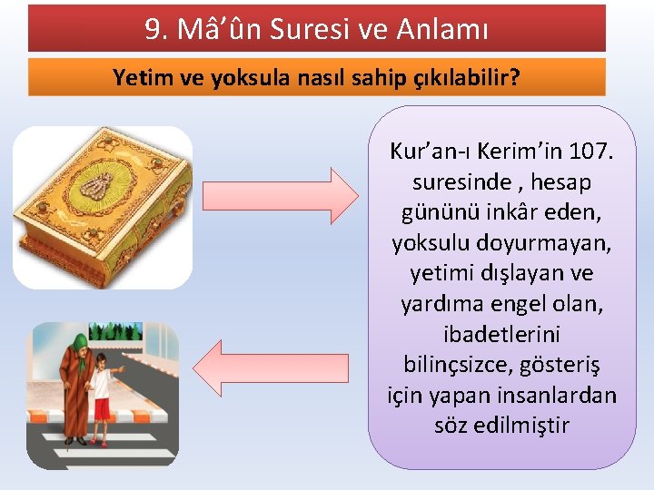 9. Mâ’ûn Suresi ve Anlamı Yetim ve yoksula nasıl sahip çıkılabilir? Kur’an-ı Kerim’in 107.