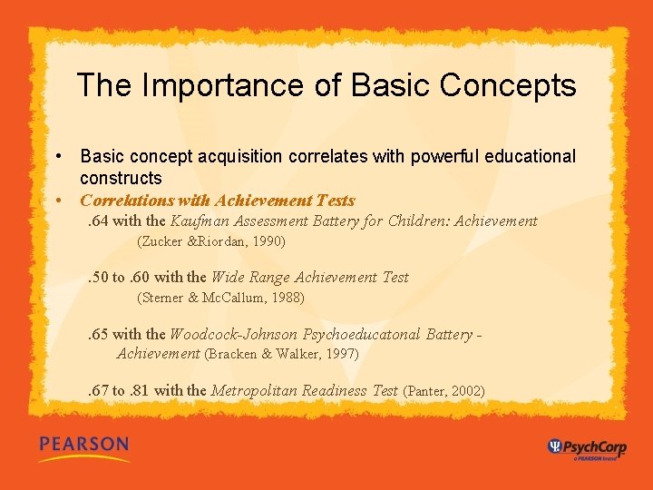 The Importance of Basic Concepts • Basic concept acquisition correlates with powerful educational constructs